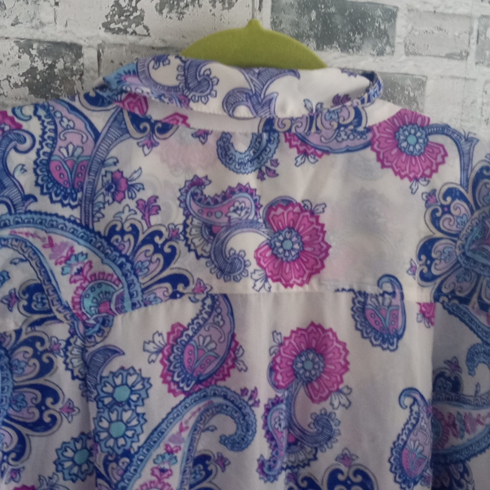 Roaman's Blue and Pink Paisley Shirt - Picture 7 of 8